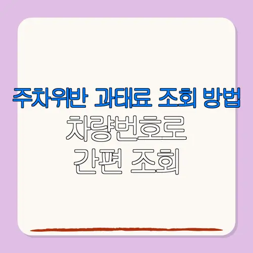 주차위반 과태료 조회 방법차량번호로간편 조회