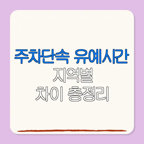 주차단속 유예시간지역별차이 총정리