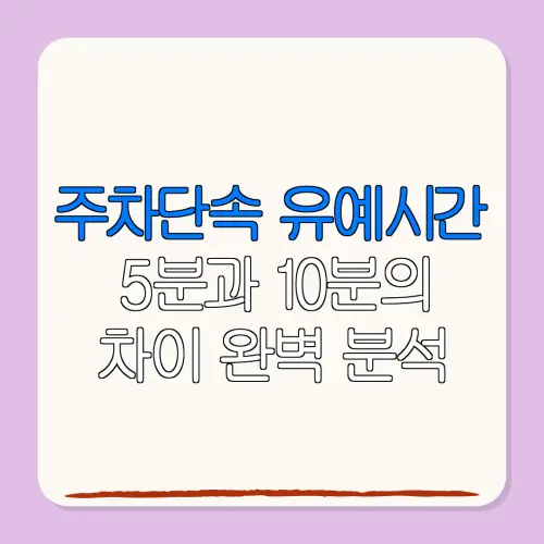 주차단속 유예시간5분과 10분의차이 완벽 분석