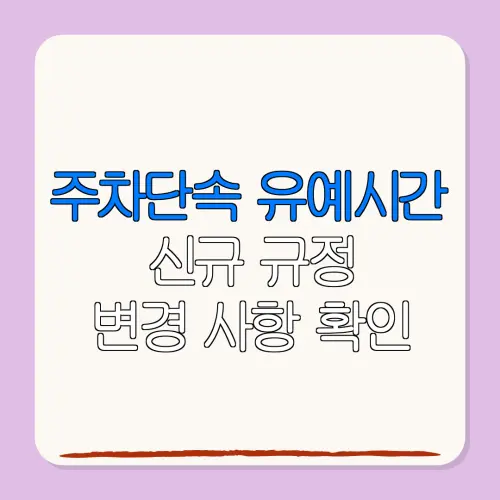 주차단속 유예시간신규 규정변경 사항 확인