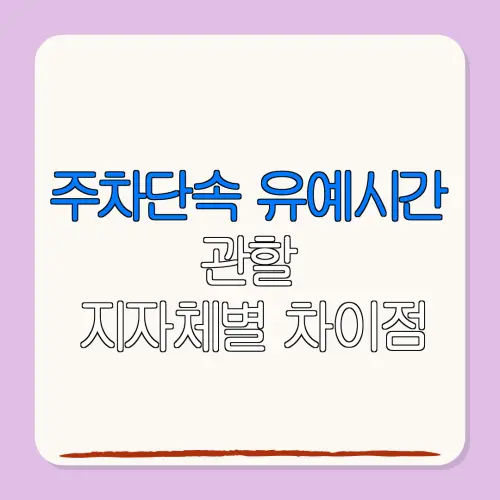 주차단속 유예시간관할지자체별 차이점