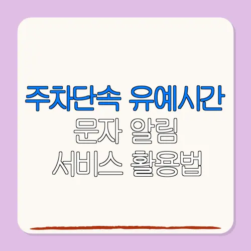 주차단속 유예시간문자 알림서비스 활용법