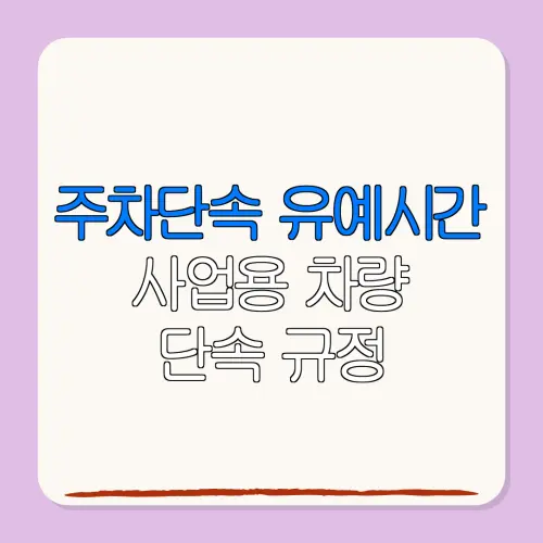 주차단속 유예시간사업용 차량단속 규정