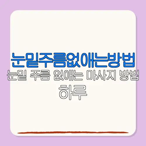 눈밑주름없애는방법눈밑 주름 없애는 마사지 방법 하루5분으로 어려 보이는 비결