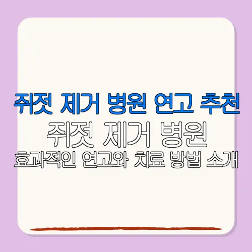 쥐젓 제거 병원 연고 추천쥐젓 제거 병원효과적인 연고와 치료 방법 소개